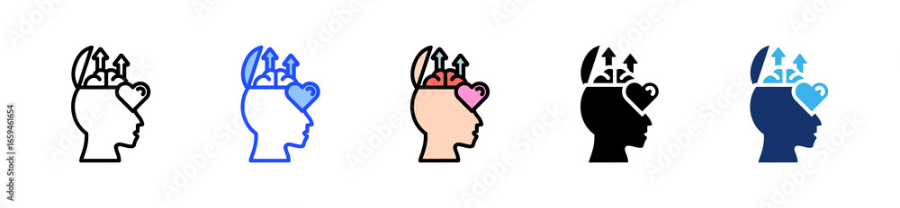 Poster open-mindedness icon collection with multiple styles