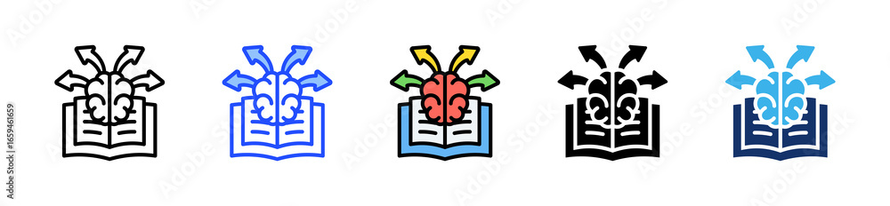 Poster mind expansion icon collection with multiple styles