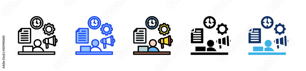 Poster multitasking icon collection with multiple styles