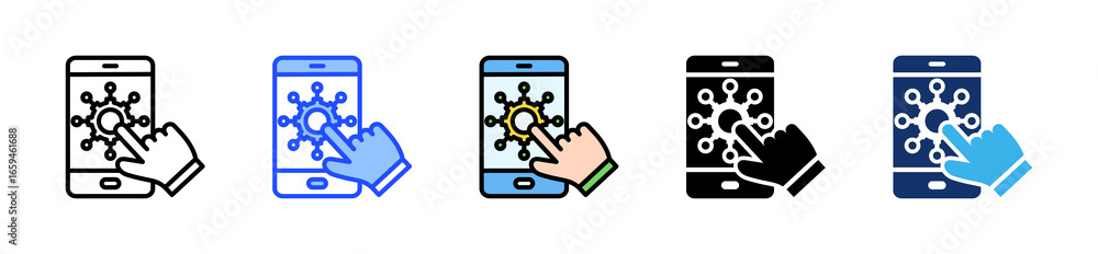 Poster adapting to technology icon collection with multiple styles