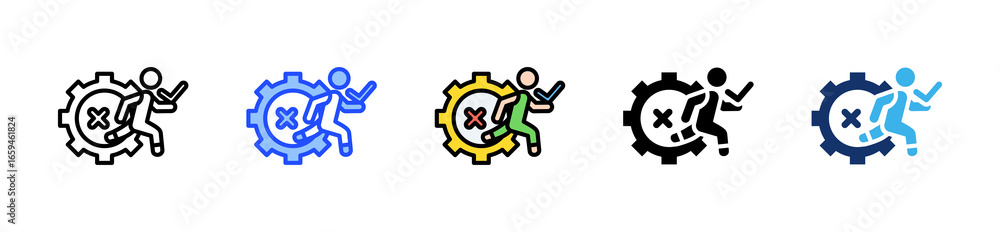 Poster decision agility icon collection with multiple styles
