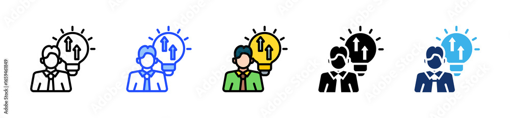 Poster self-improvement icon collection with multiple styles