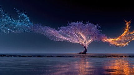 Futuristic blue gradient backdrop with abstract light beams and flowing particles for modern technology advertisements, web designs, and corporate presentations in sleek minimal style