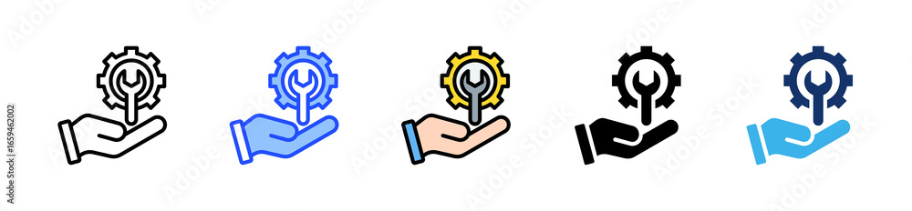Poster resourcefulness icon collection with multiple styles