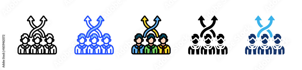 Poster teamwork flexibility icon collection with multiple styles