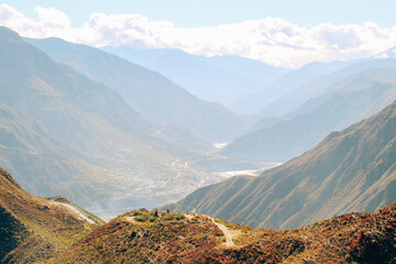 Meandering river bends through towering mountains Great Bend of the Jinsha River