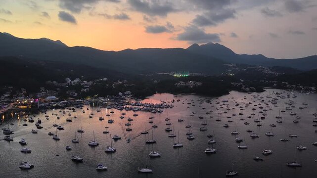 Twilight Harbor Scene at Hebe Haven Sai Kung Hong Kong July 4 2025