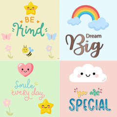 Colorful Positive Affirmations for Kids’ Wall – Motivational and Happy Quotes

