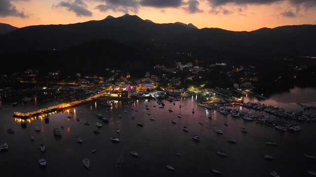 Twilight Harbor Scene at Hebe Haven Sai Kung Hong Kong July 4 2025