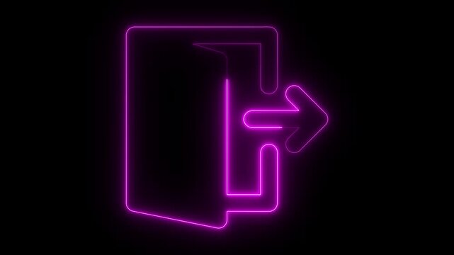 logout icon animation neon glowing exit sign sign symbol on Neon glowing log out icon animation. 4k video.4k, abstract, animated, animation, 