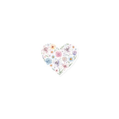 Floral heart watercolor sticker