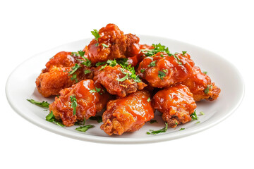 Fototapeta premium Buffalo fried chicken wings isolated on transparent background
