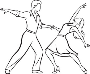 Couple dancing ballroom dance outline woman