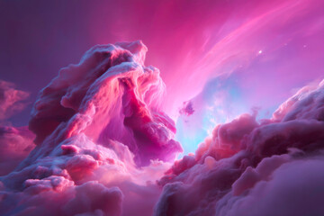 Magnificent cosmic curtains of red and blue hydrogen gas creating a breathtaking deep space nebula