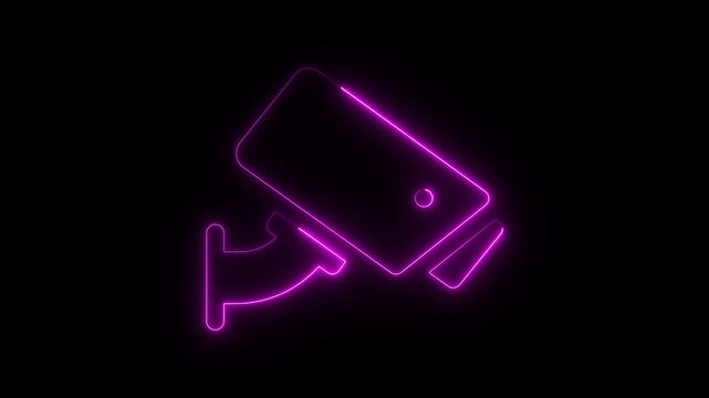 Animated neon cc camera icon. cc tv camera motion graphics. Animated neon cc camera icon. 4k video