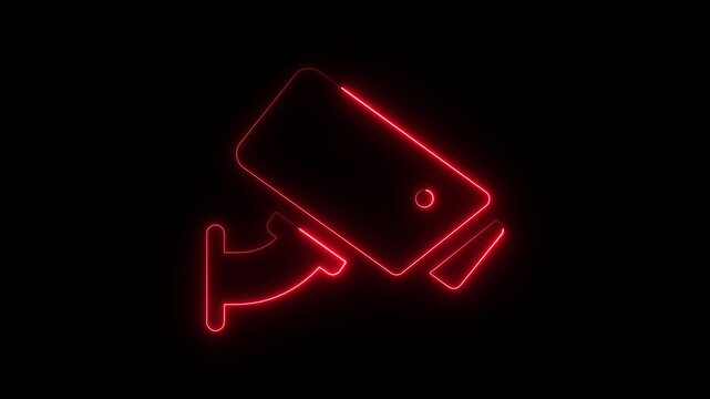 Animated neon cc camera icon. cc tv camera motion graphics. Animated neon cc camera icon. 4k video