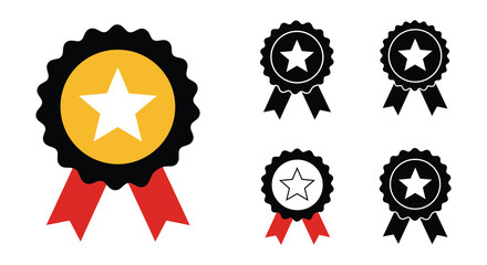 A set of award ribbons with stars and colorful designs