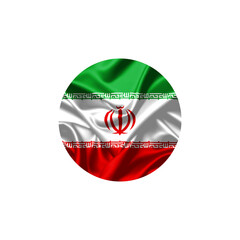 Iran Flag in Circular Design with Fabric Fold Texture