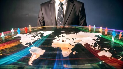 Global network connections and business expansion with colorful digital world map - Powered by Adobe