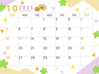 2025年10月のカレンダー　ハロウィン