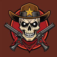 design logo icon vector illustration mascot cowboy skull