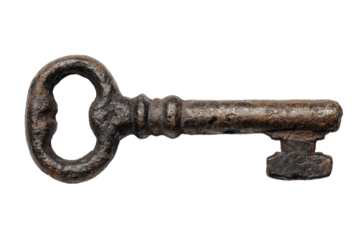 Antique iron key, aged, worn