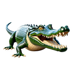Obraz premium Realistic crocodile sculpture displayed in an art gallery showcasing nature-inspired artworks in a contemporary setting