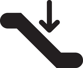 Escalator Down Icon &ndash; Moving Stairs Direction Symbol with Arrow