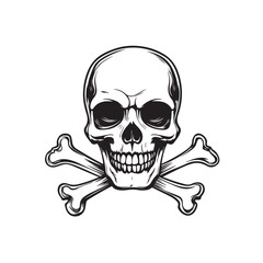 Fototapeta premium Skull and Crossbones Silhouette, Vintage Symbol Clip art, Classic Skull and Crossbones Silhouette, Hazard Warning Clip art