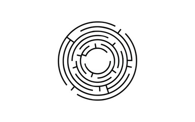 Abstract Circular Maze Logo Design with Geometric Line Pattern in Minimalist Style