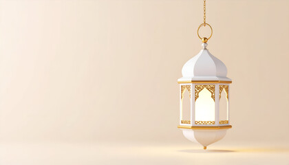 Ramadan Lantern with Beige Background.