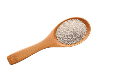 Isolated Chia Seeds on a Wooden Spoon