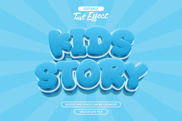 KIds story editable text effect with blue cartoon style and with blue comic background
