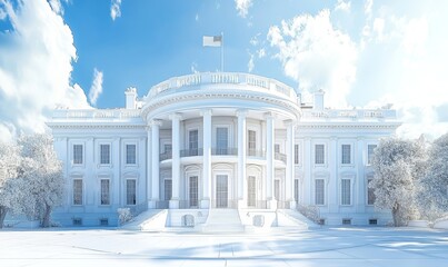 Artistic collage interpretation of the White House, symbolizing the U.S. government, its history, and political power, through creative and conceptual design, Generative AI