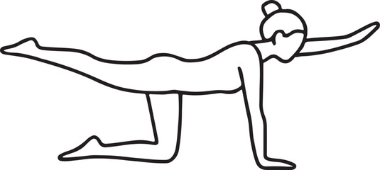 minimalist a woman line drawing of yoga pose balance stretch vector illustration