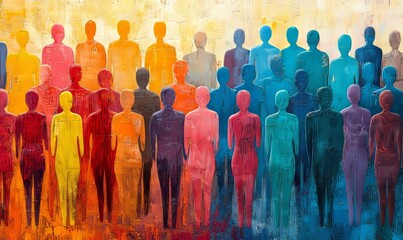 Socially diverse community crowd, symbolizing multiculturalism and social diversity, representing unity and shared humanity across different societies, Generative AI