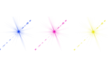 Light Effect PNG Blue Magenta Yellow Flares on White Background