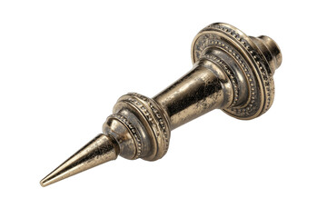 Ornate, bronze-toned finial with a pointed tip and decorative bands