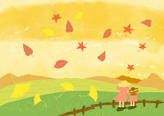 高原の秋　家族2