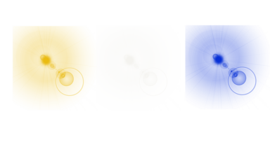 Abstract spheres light effect PNG with yellow white and blue circles