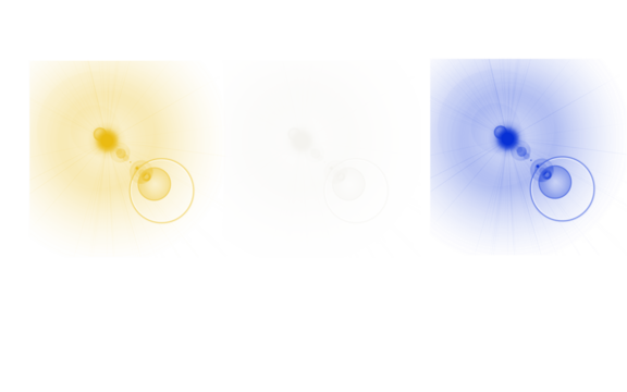 Abstract spheres light effect PNG with yellow white and blue circles