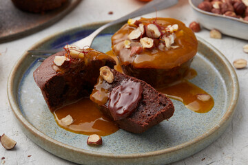 Chocolate cake with orange sauce
