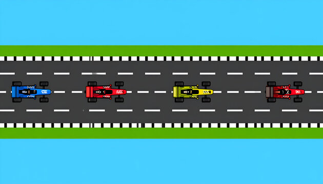 Pixel Race Cars Track Top View.