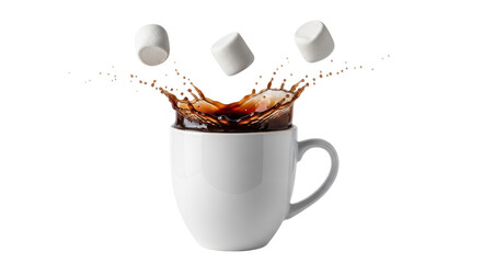Isolated Coffee Splash with Marshmallows