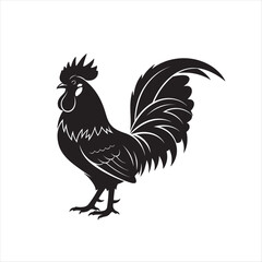 "Majestic Rooster &ndash; Bold Black and White Silhouette Art"