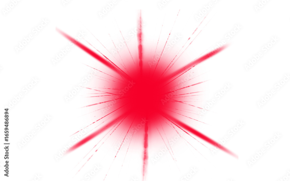 Poster red light burst effect with rays and sparks on white background