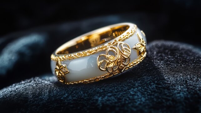 golden ring on black background