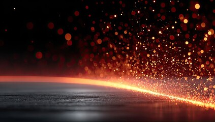 Dark scene with fiery bokeh trail