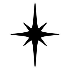 Black eight pointed star on a white background for various designs