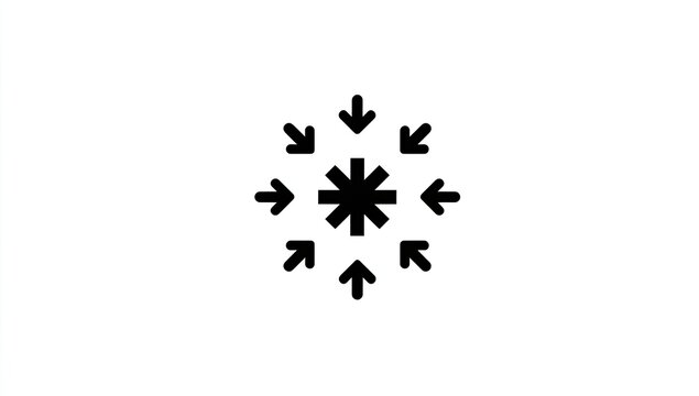 Black starburst symbol with arrows
